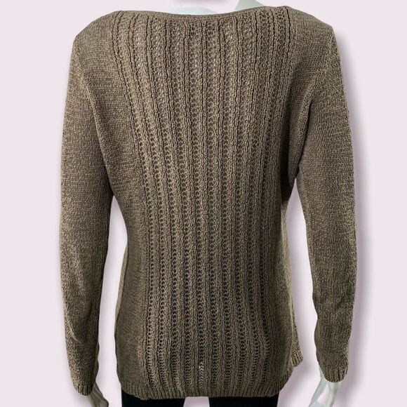 Rachel Zoe Sweater Taupe Knit Long Sleeve Minimalist Classic L - Picture 4 of 8